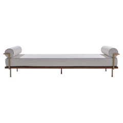 Double Daybed Reclaimed Hardwood & Solid Brass Frame by P. Tendercool (Outdoor)