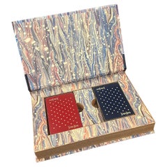 Double Deck Boxed Set of Bridge Playing Cards in Book Case by Neiman Marcus