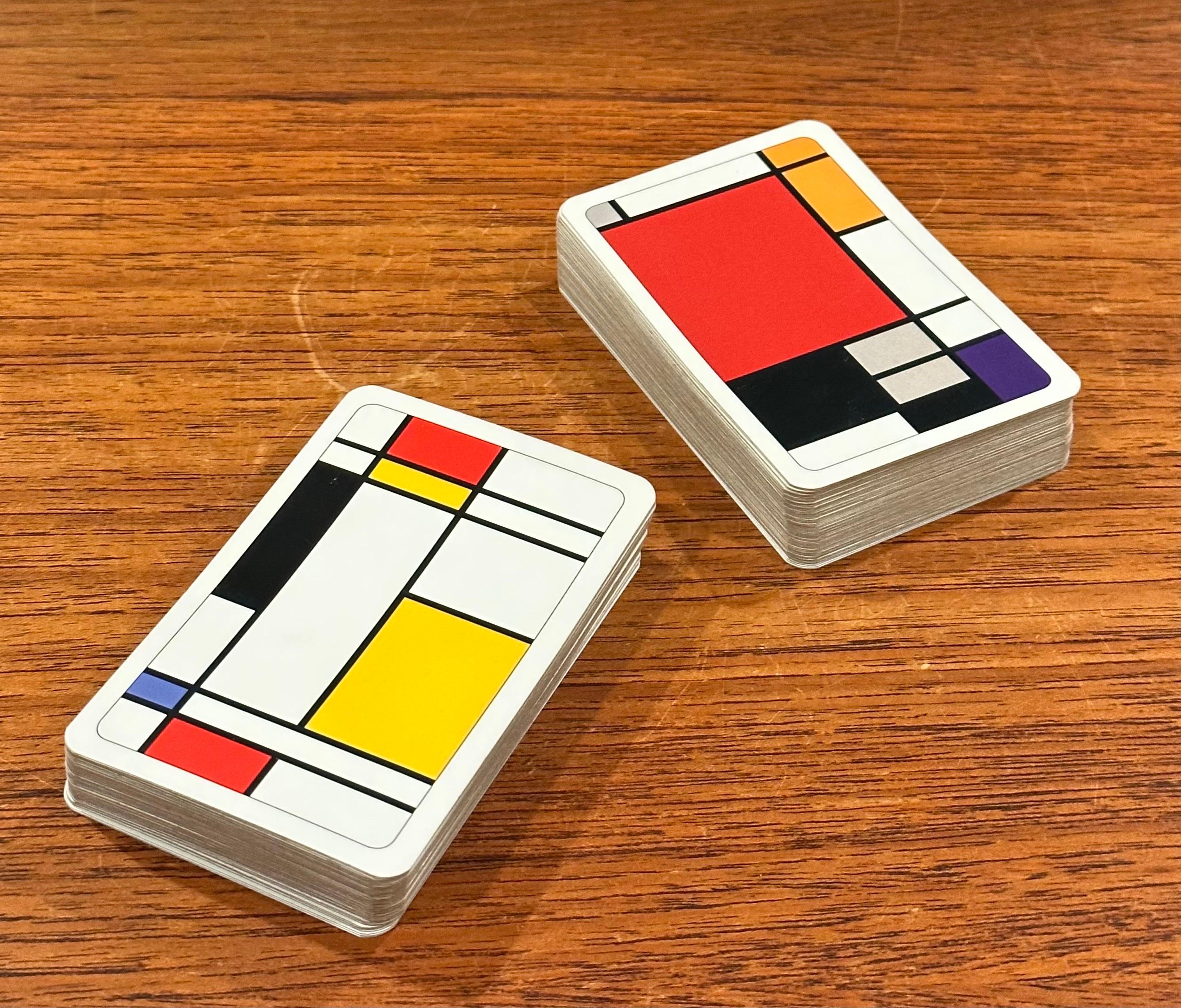 Double Deck Boxed Set of Playing Cards in the Style of Piet Mondrian For Sale 1