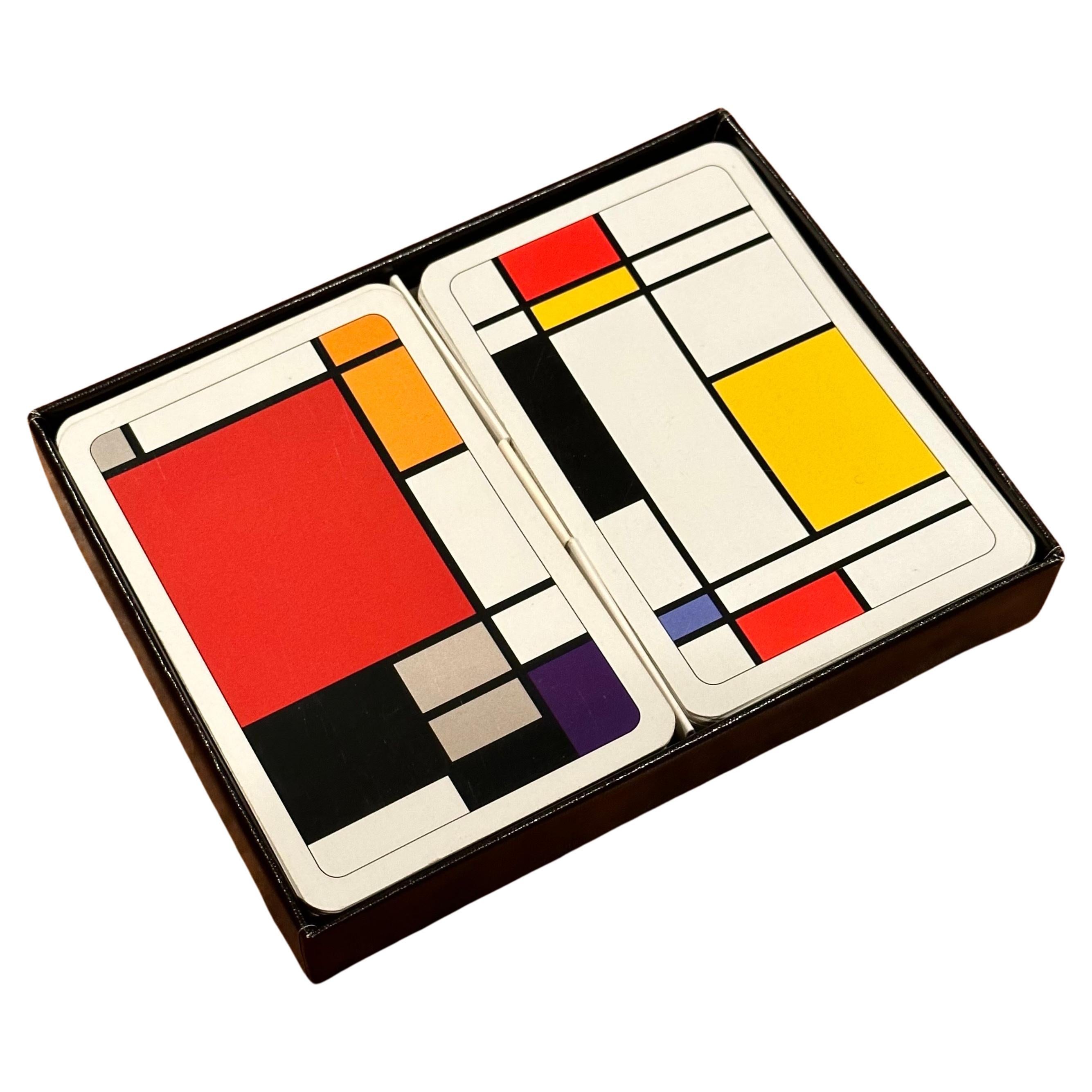 Double Deck Boxed Set of Playing Cards in the Style of Piet Mondrian For Sale 4