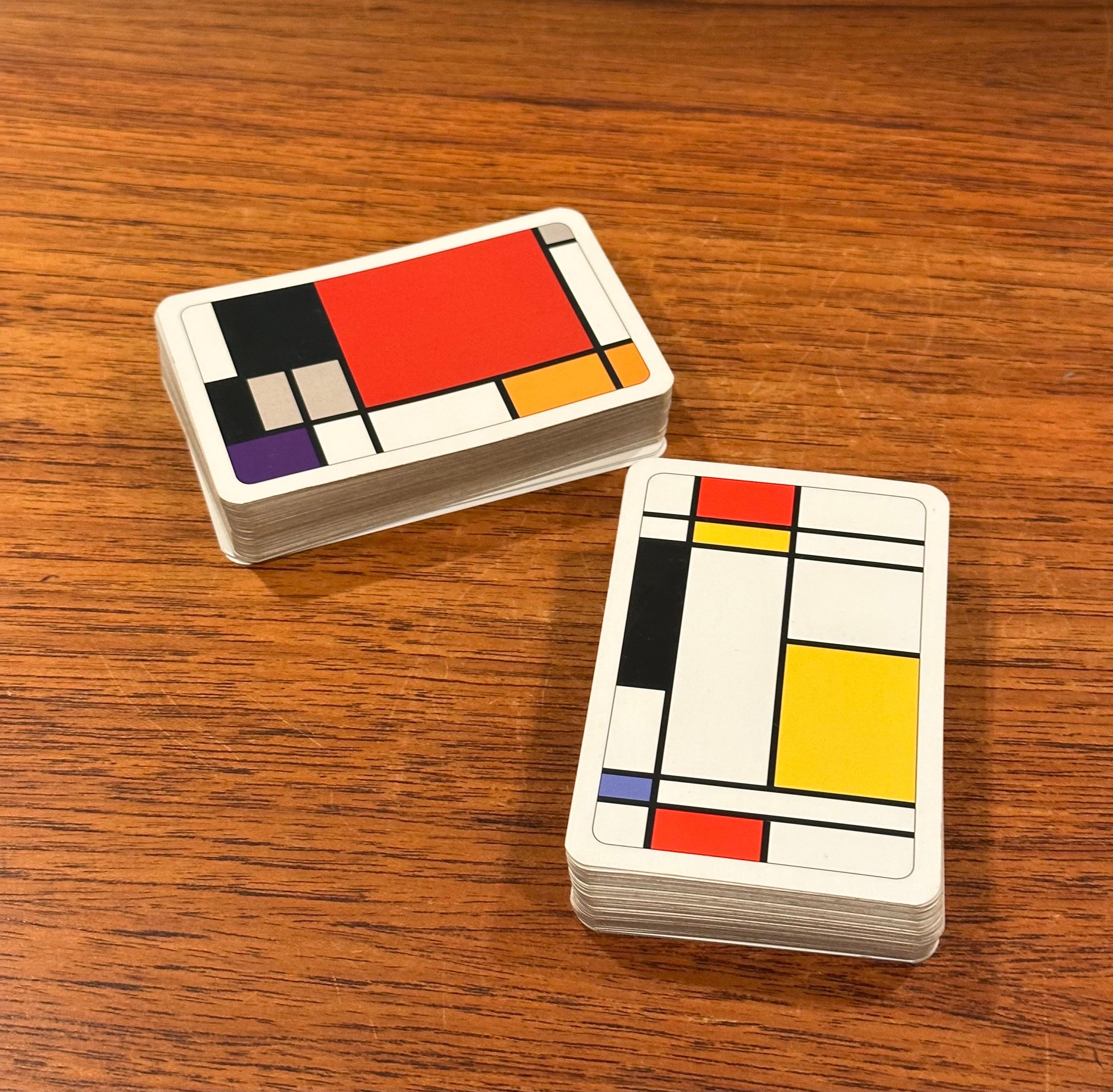 Italian Double Deck Boxed Set of Playing Cards in the Style of Piet Mondrian For Sale