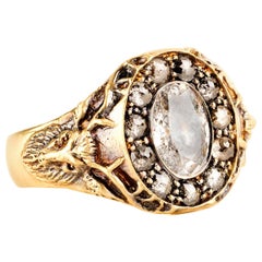 Sylva & Cie Double Deer Grey Diamond Ring in 18k Yellow Gold