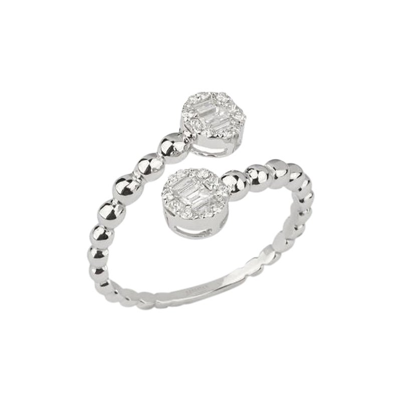 18 Karat Weißgold Perlenring mit Diamantbesatz