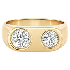 Double Diamond Bezel Statement Ring in 18K Yellow Gold
