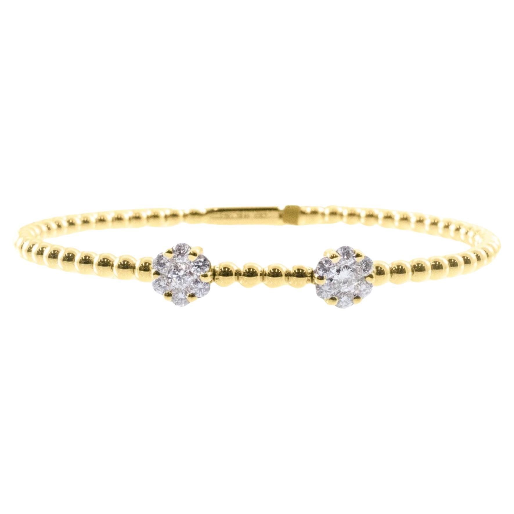 Taille ronde Bracelet à double diamant en or rose 18 carats, fait à la main en Italie en vente