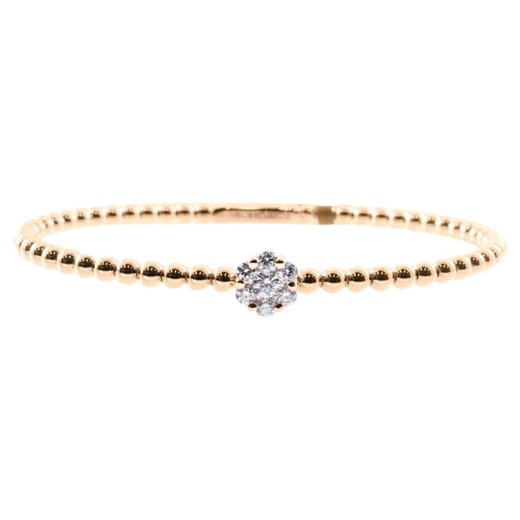 Bracelet à double diamant en or rose 18 carats, fait à la main en Italie en vente 1
