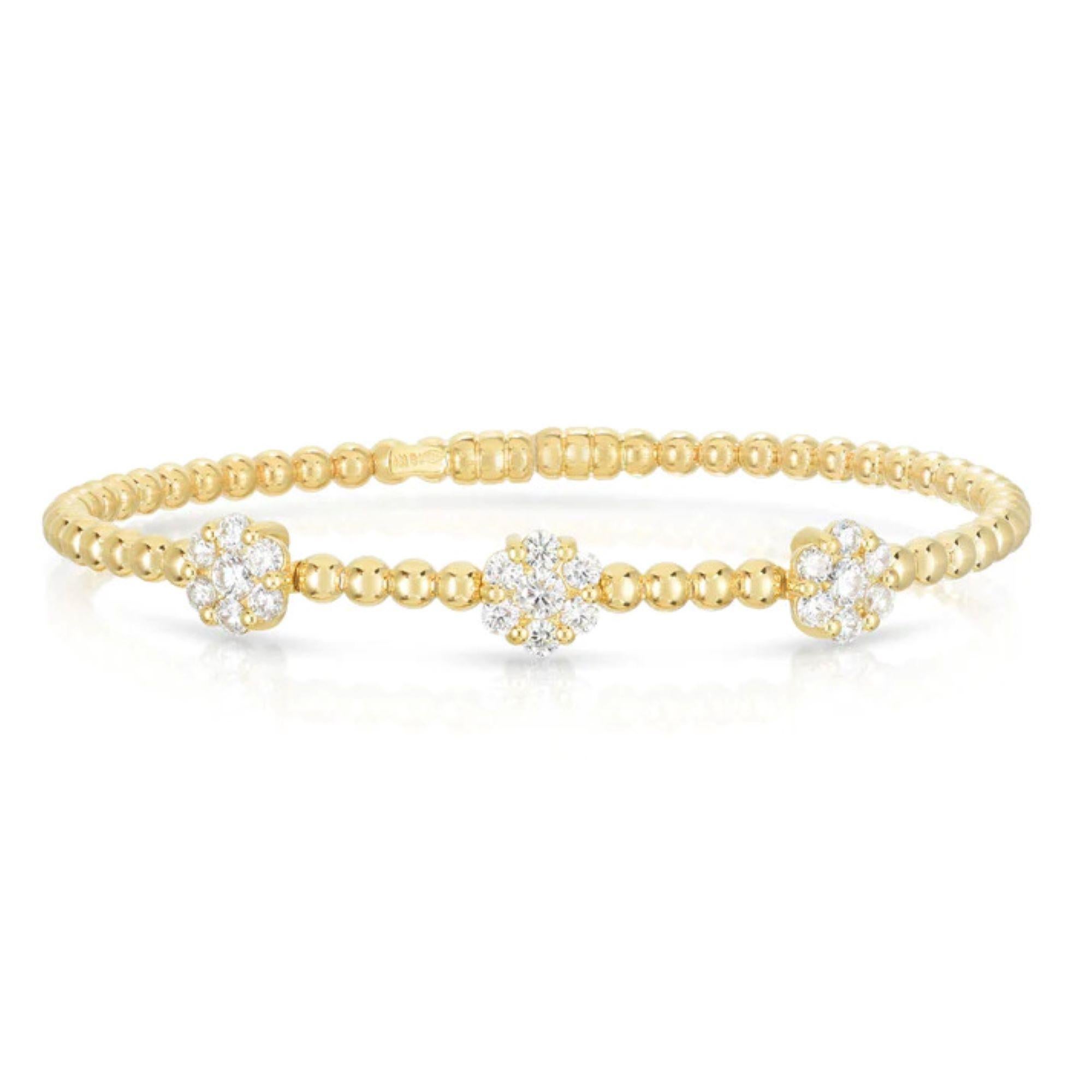 Bracelet à double diamant en or rose 18 carats, fait à la main en Italie en vente 4