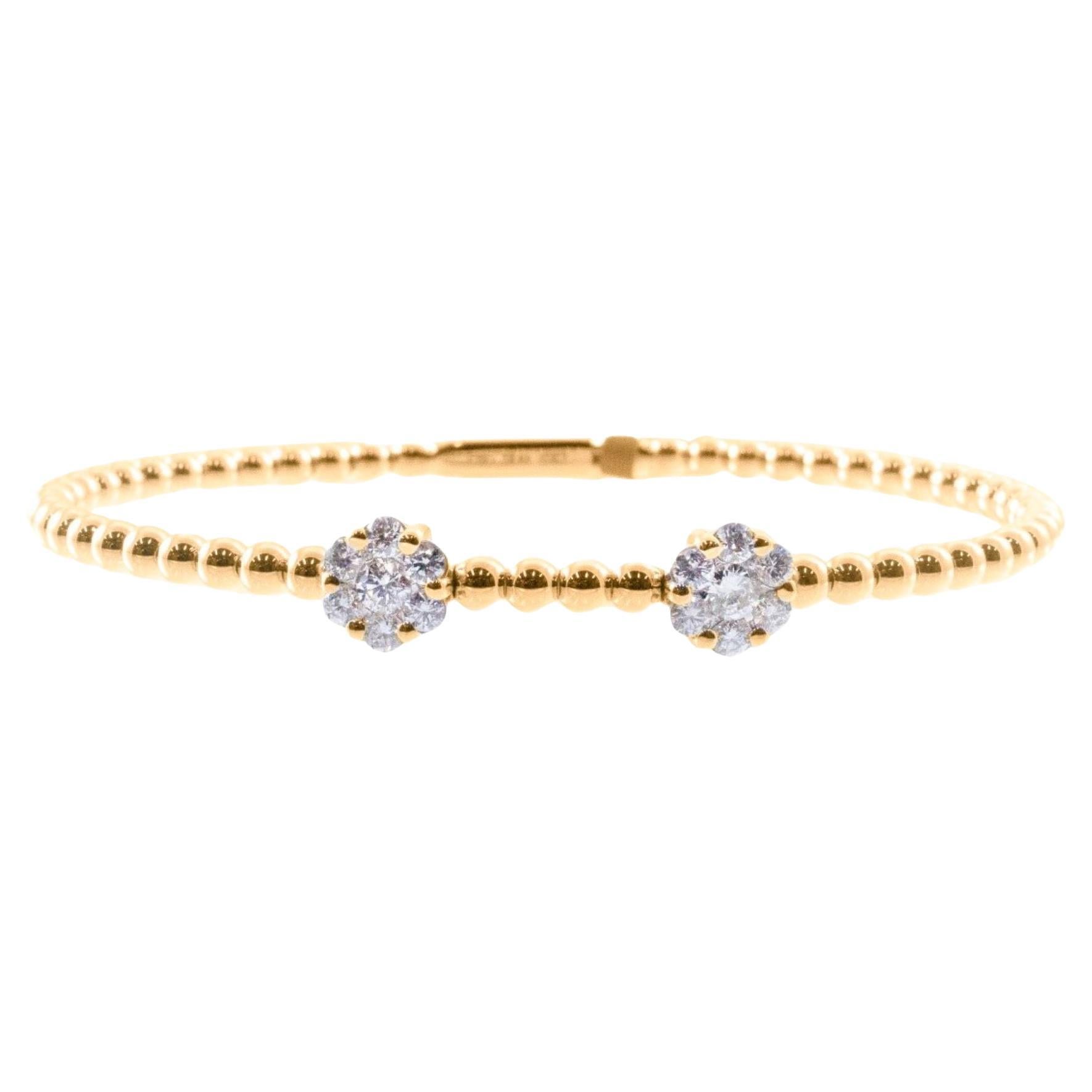 Double Diamond Cluster Bangle in 18K Rose Gold, Handcrafted in Italy