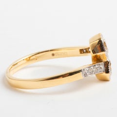 Double Diamond Crossover Ring, Total .75 Carat, Hallmarked Sheffield, UK