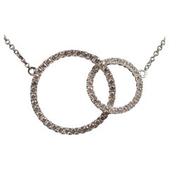 Double Diamond ( Est 0.31ct H SI) Set Large Hoop Pendant, 18 Carat White Gold