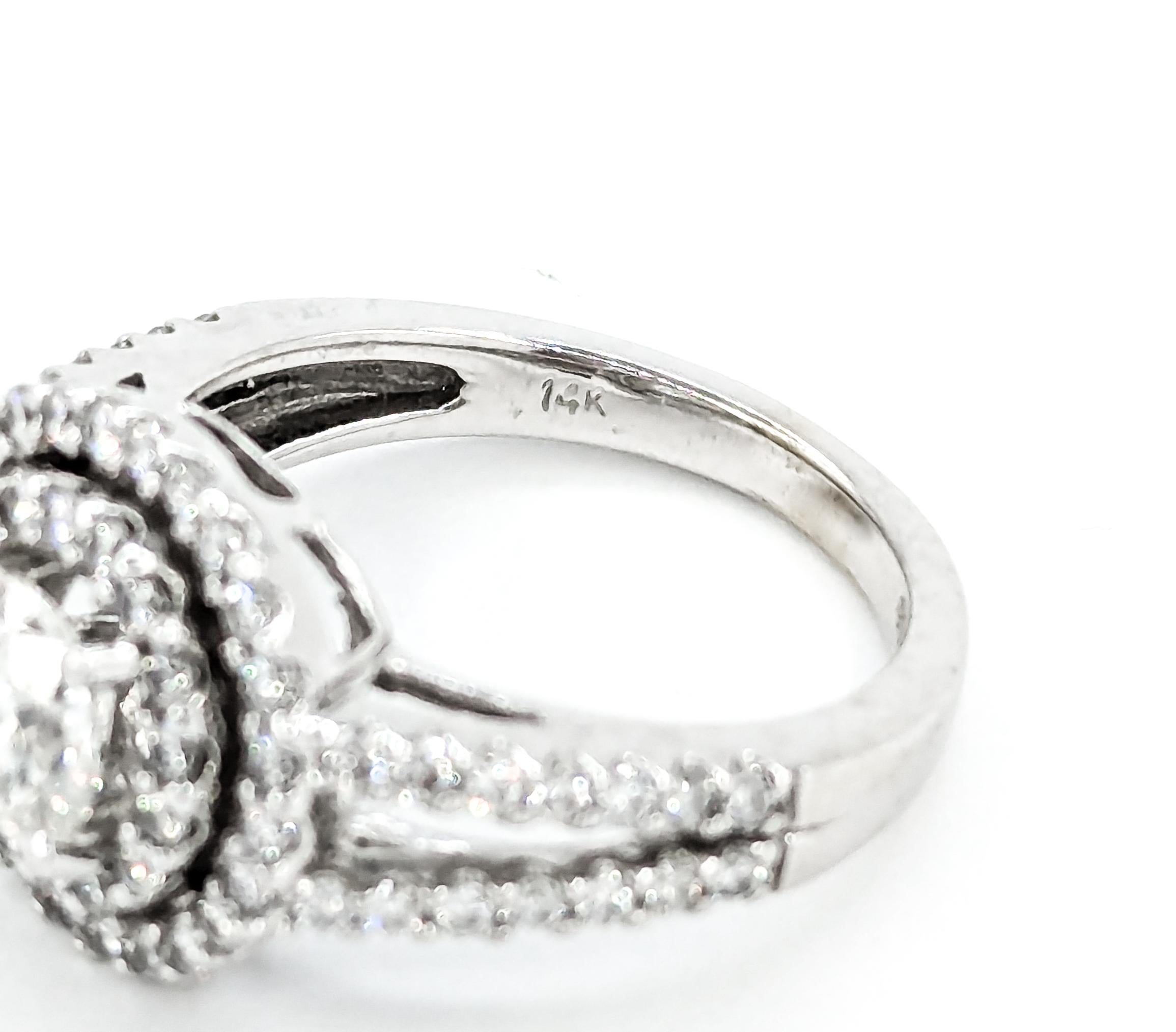 Doppelter Diamant Halo .90 Karat GIA zertifizierter Verlobungsring aus Weißgold 3