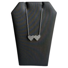 Double Diamond Heart Necklace in Sterling Silver - 0.25ctw HI I1 Diamonds, 18"