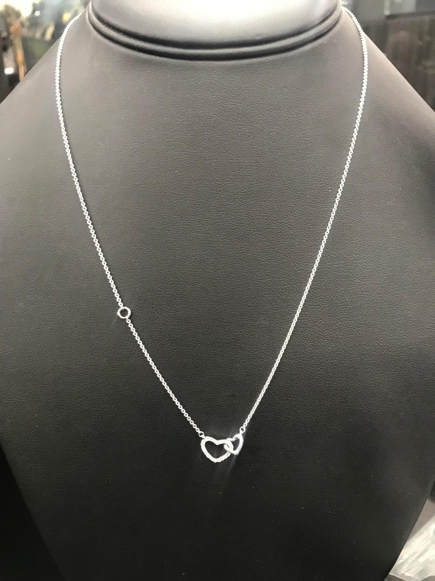 diamond double heart necklace