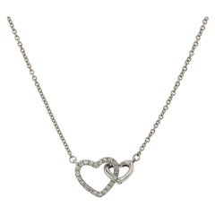Double Diamond Heart Necklace White Gold