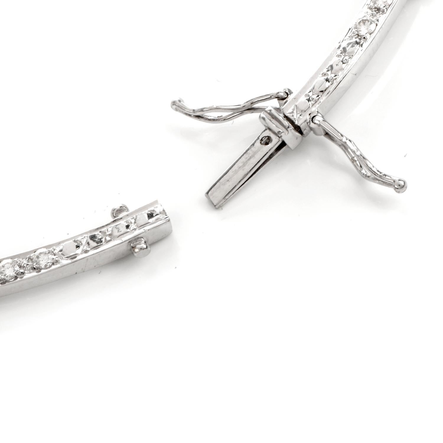  LISRO 1990's Diamond Link 18 Karat White Gold Choker Necklace In Excellent Condition In Miami, FL
