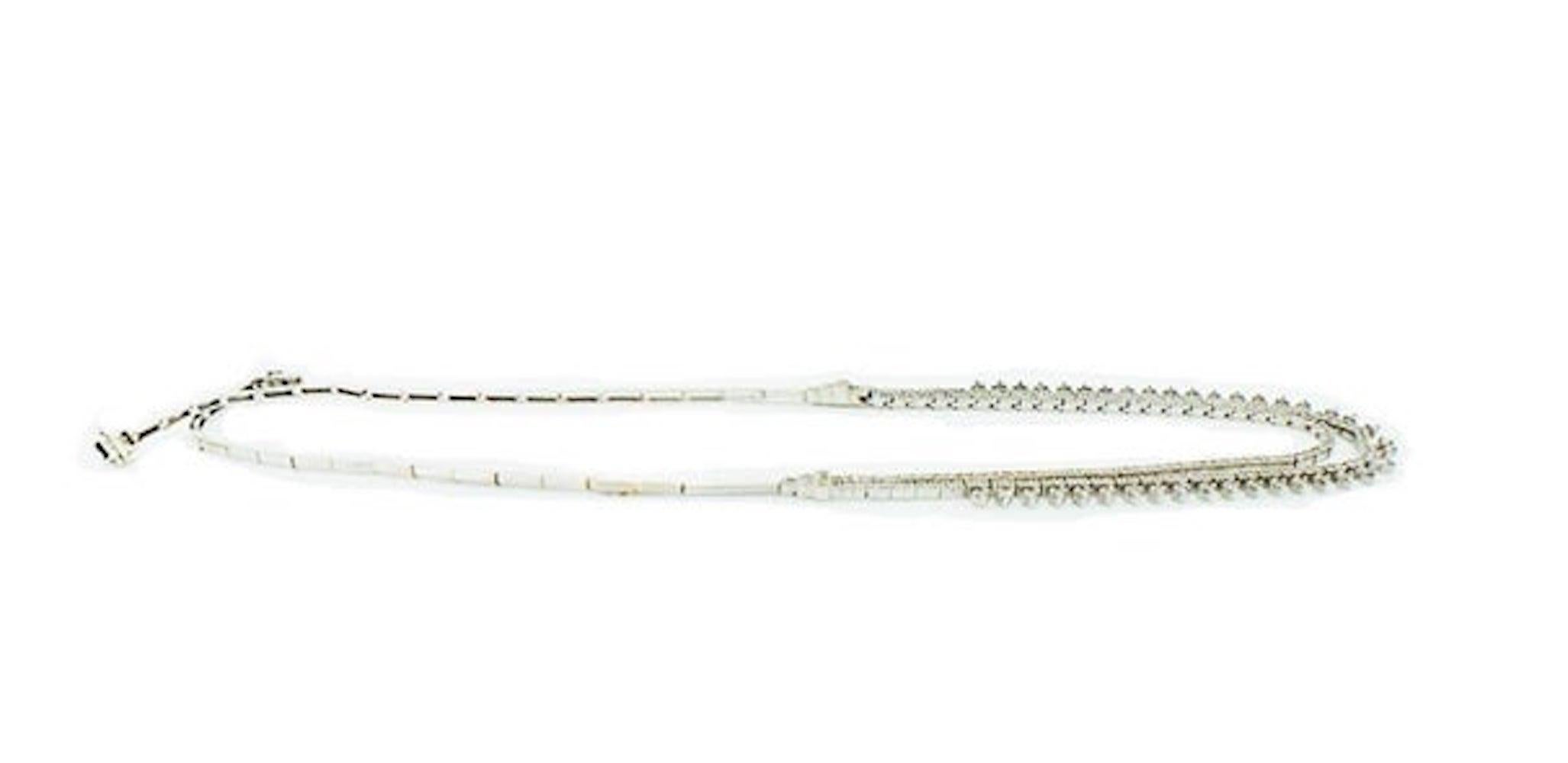 Contemporary Double Diamond Necklace 3.00 Carat 14 Karat White Gold Elegant and Timeless