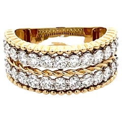 Doppelter Diamant-Ring aus 14k Gelbgold mit Reihen