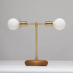 Smoked Oak Pebble Double Disc Sphere Table Lamp by Lights of London