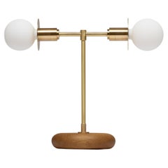 Smoked Oak Pebble Double Disc Sphere Table Lamp by Lights of London