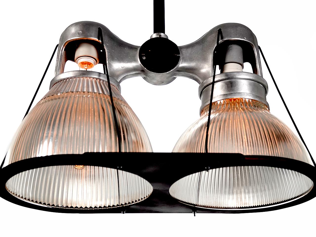 20th Century Double Dome Holophane Chandelier