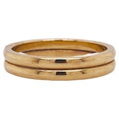 Double Dome Wedding Band Slender Pair Size 5 in 14k Yellow Gold by Wed-Lock Lv