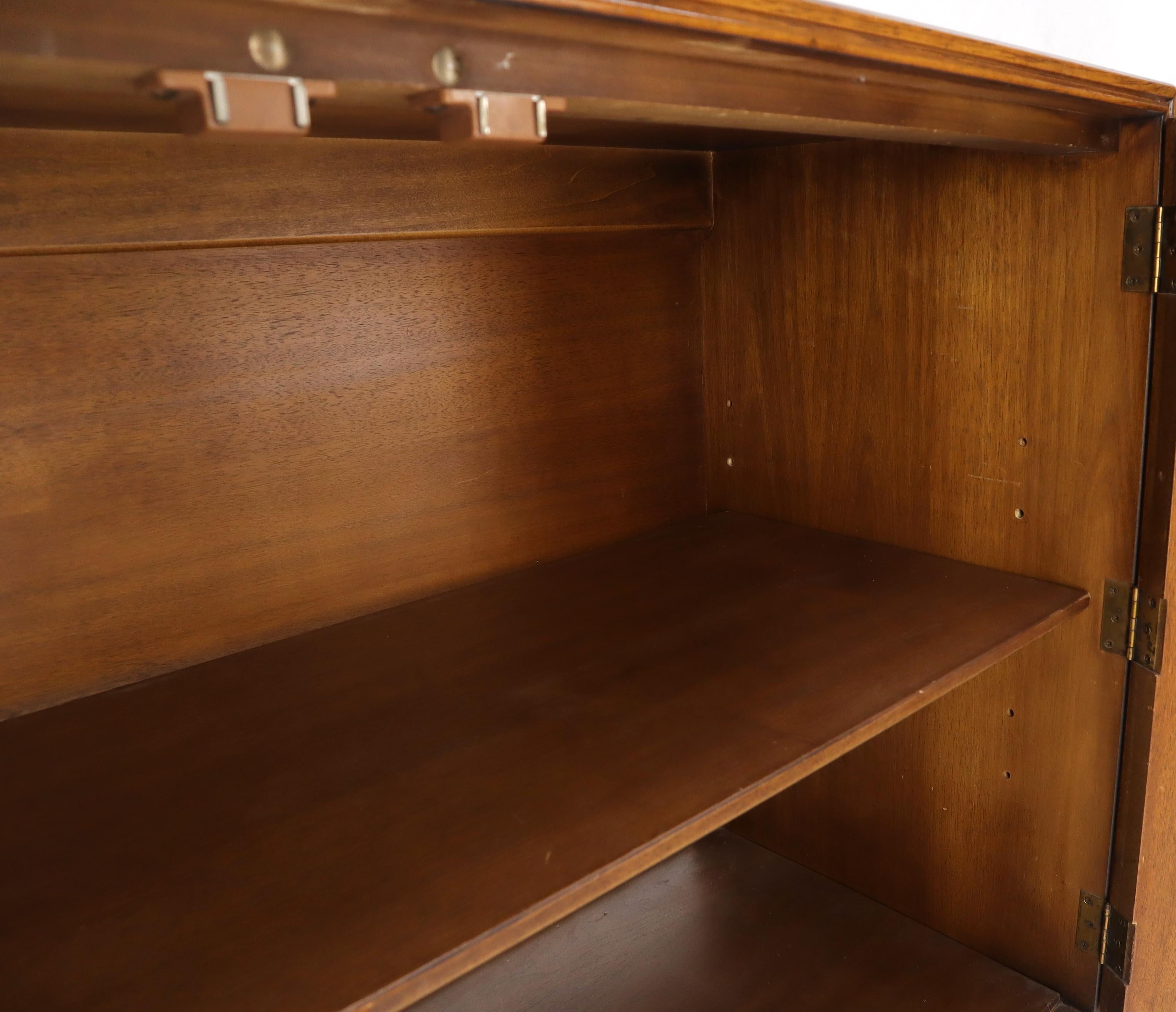 Double Door Buckle Latch Lattice and Brass Studs Front Credenza Console Cabinet In Good Condition In Rockaway, NJ
