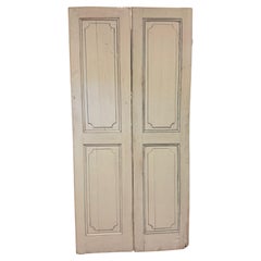 Double door in lacquered wood, light blue and grey dust, Italy