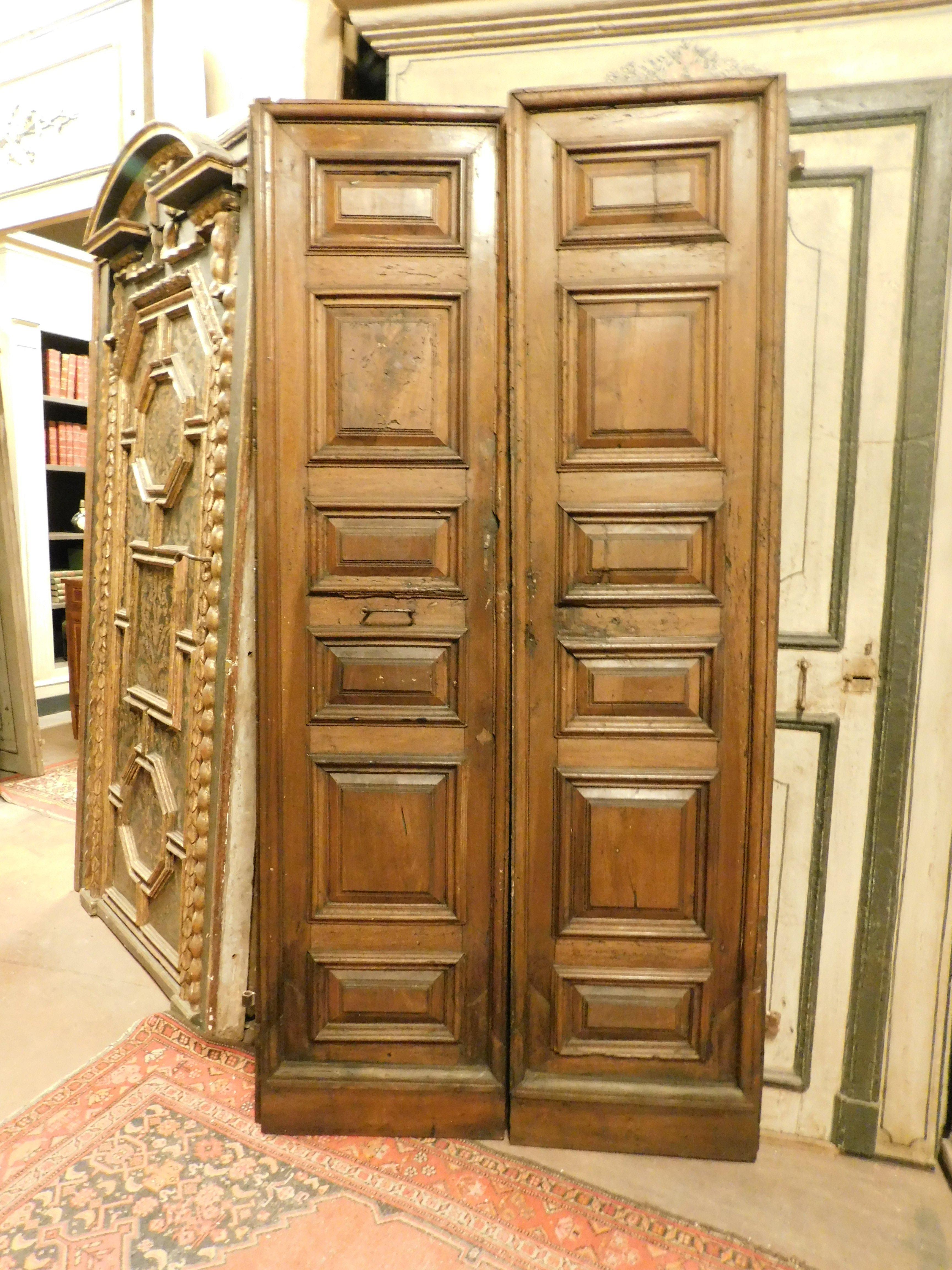 italien Double porte en Wood Wood, deux vantaux à panneaux, Italie en vente