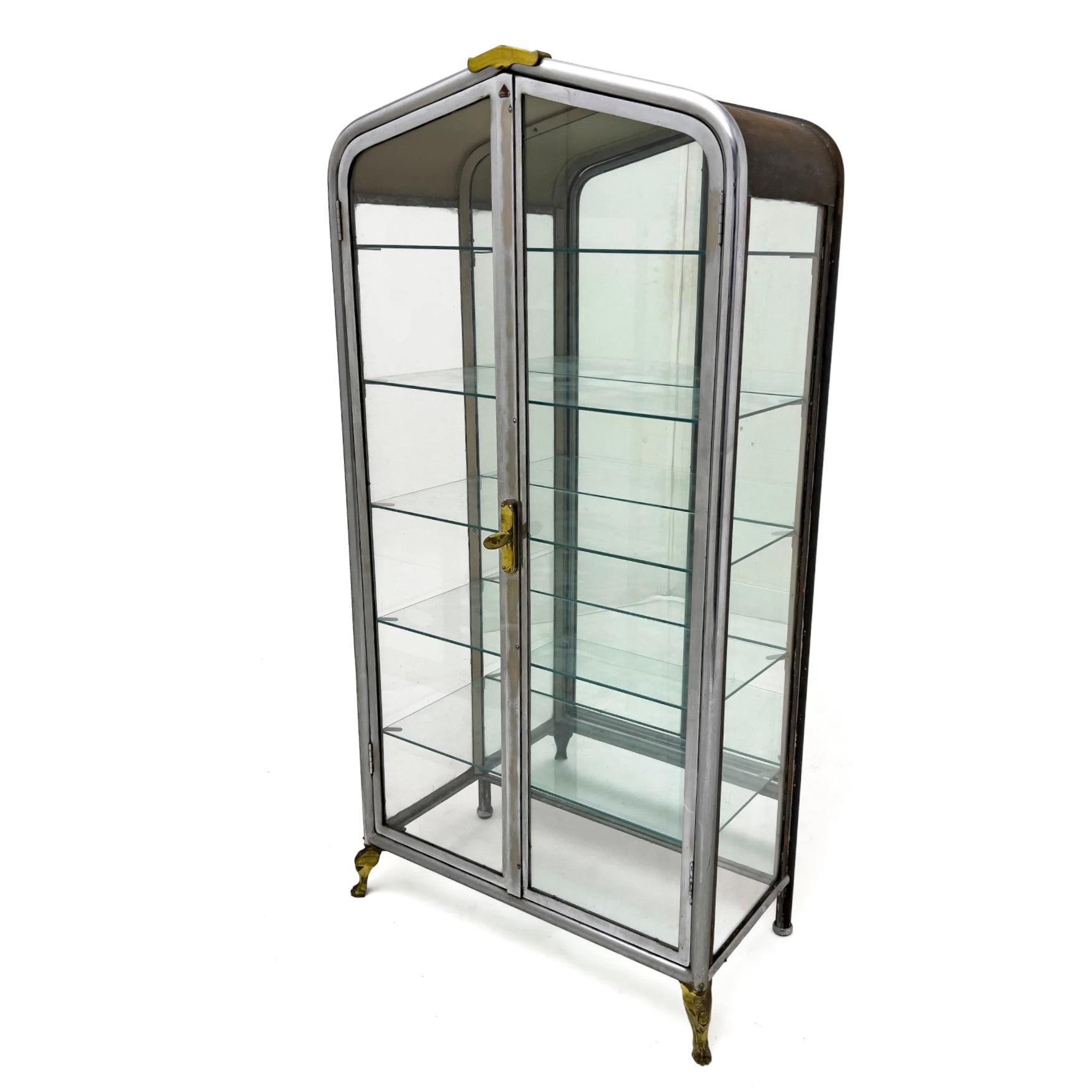 Argentine Double Door Iron and Glass Vitrine, 1920s Argentina For Sale
