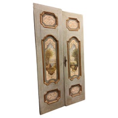 Double doors in richly painted wood, lacquered back, Italy