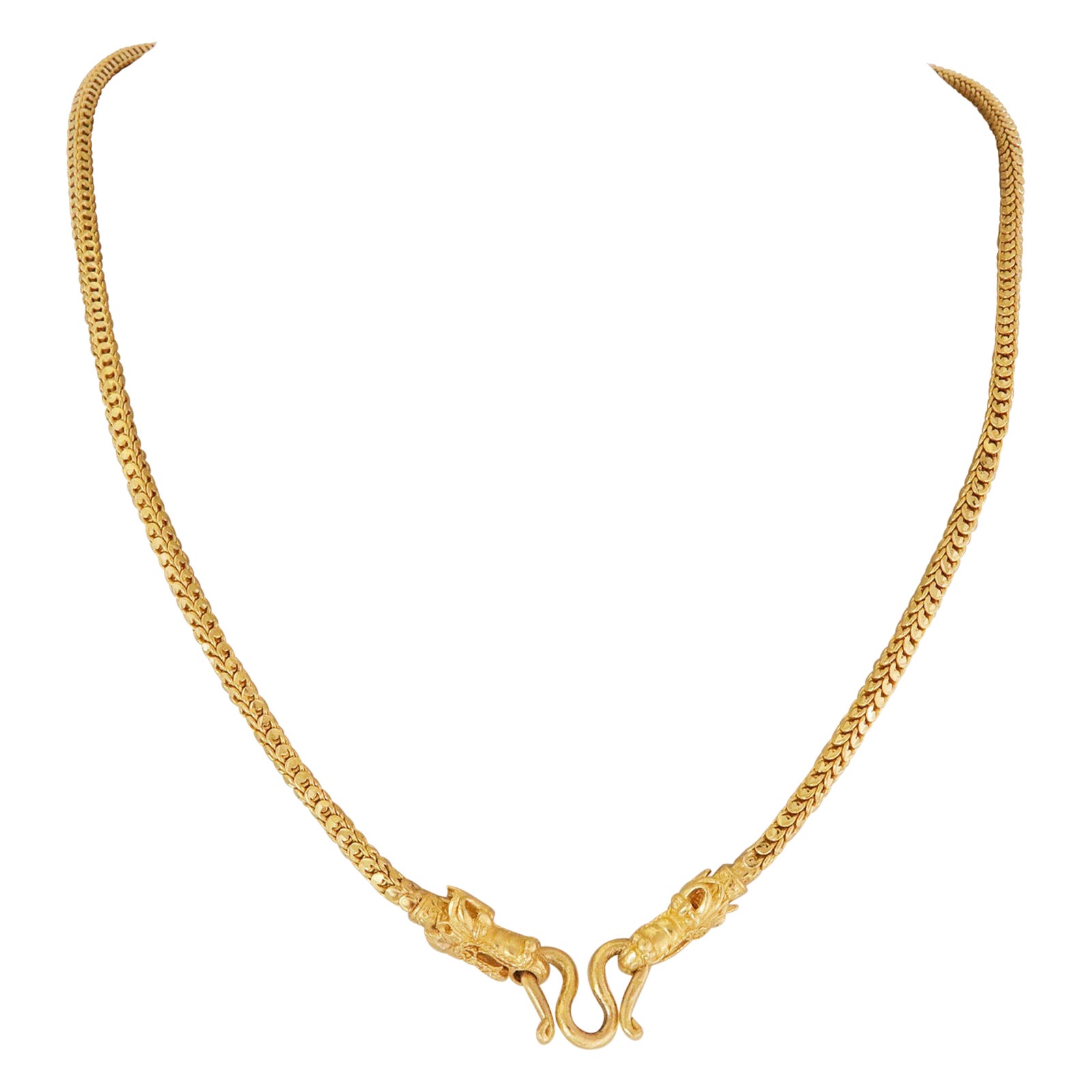 Doppelter Drachenkopfverschluss Lange Drachen-Gliederkette 24k Gold Gliederkette für Damen oder Herren