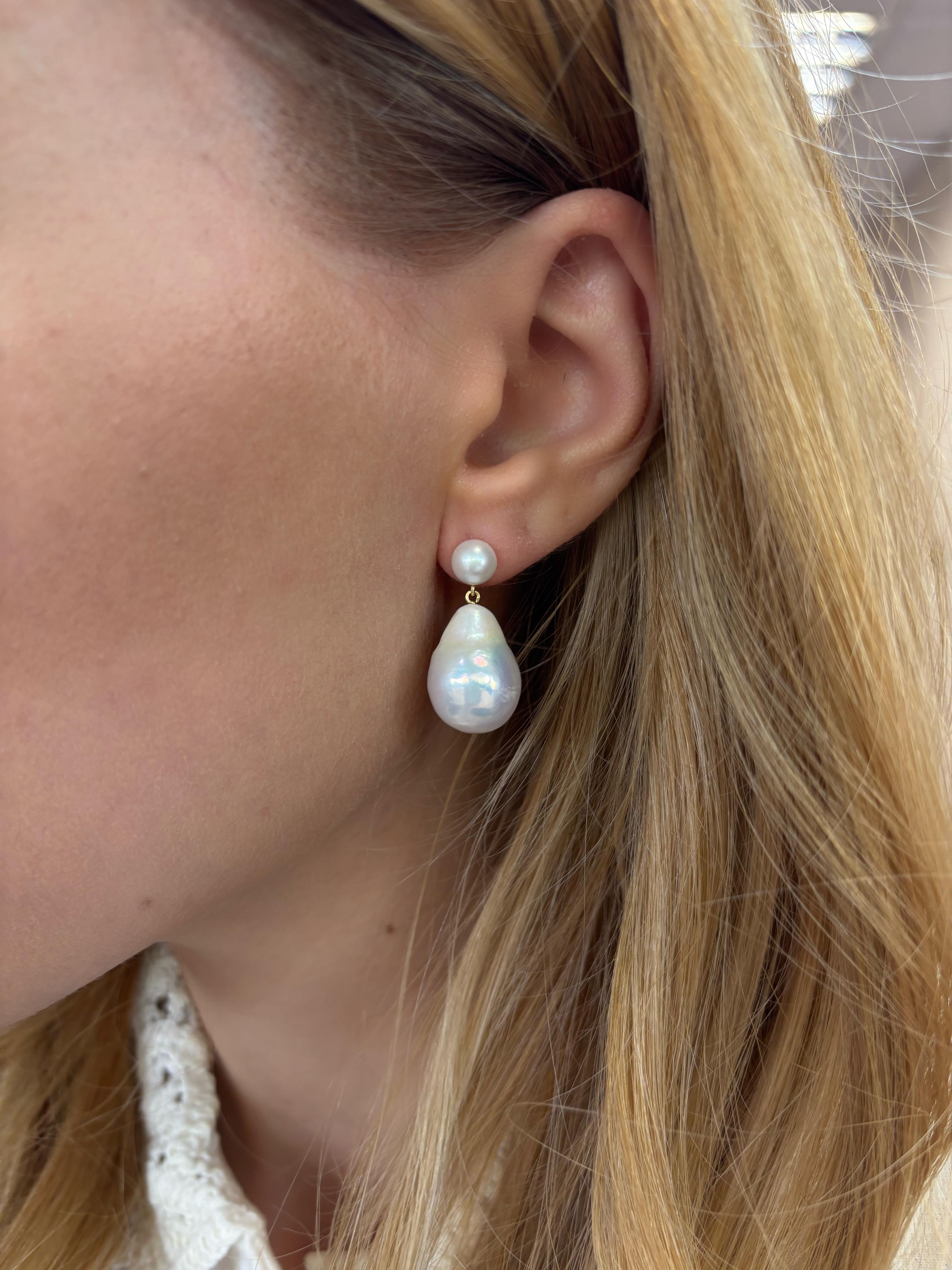 Pendientes Doble Gota Perla, Oro 18k en venta 2