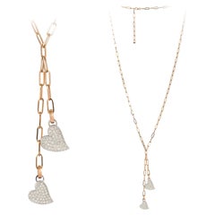 Collier double goutte en or blanc et rose 18K avec diamants pour elle