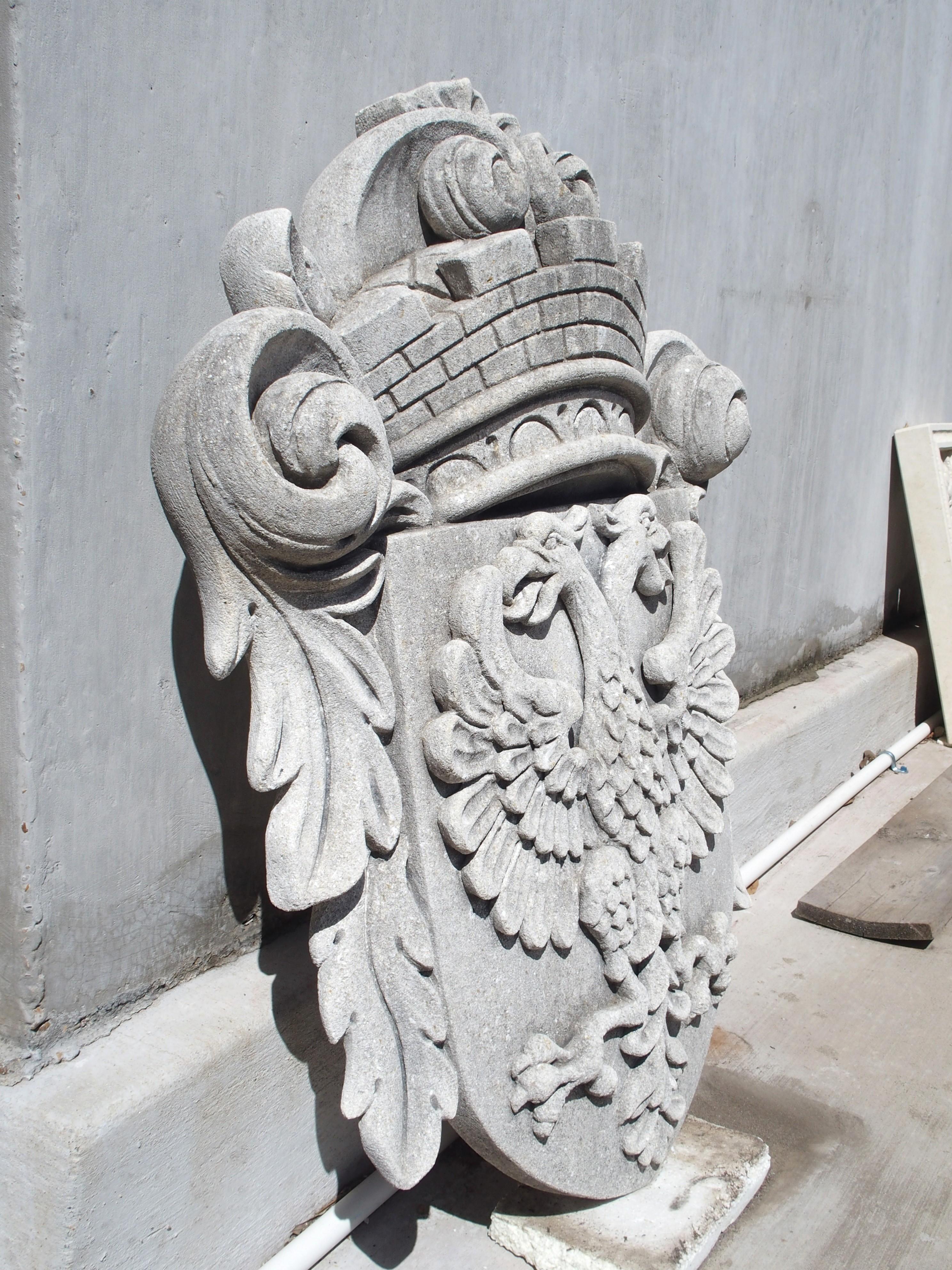Double Eagle Cartouche Plaque in Carved Limestone For Sale 3