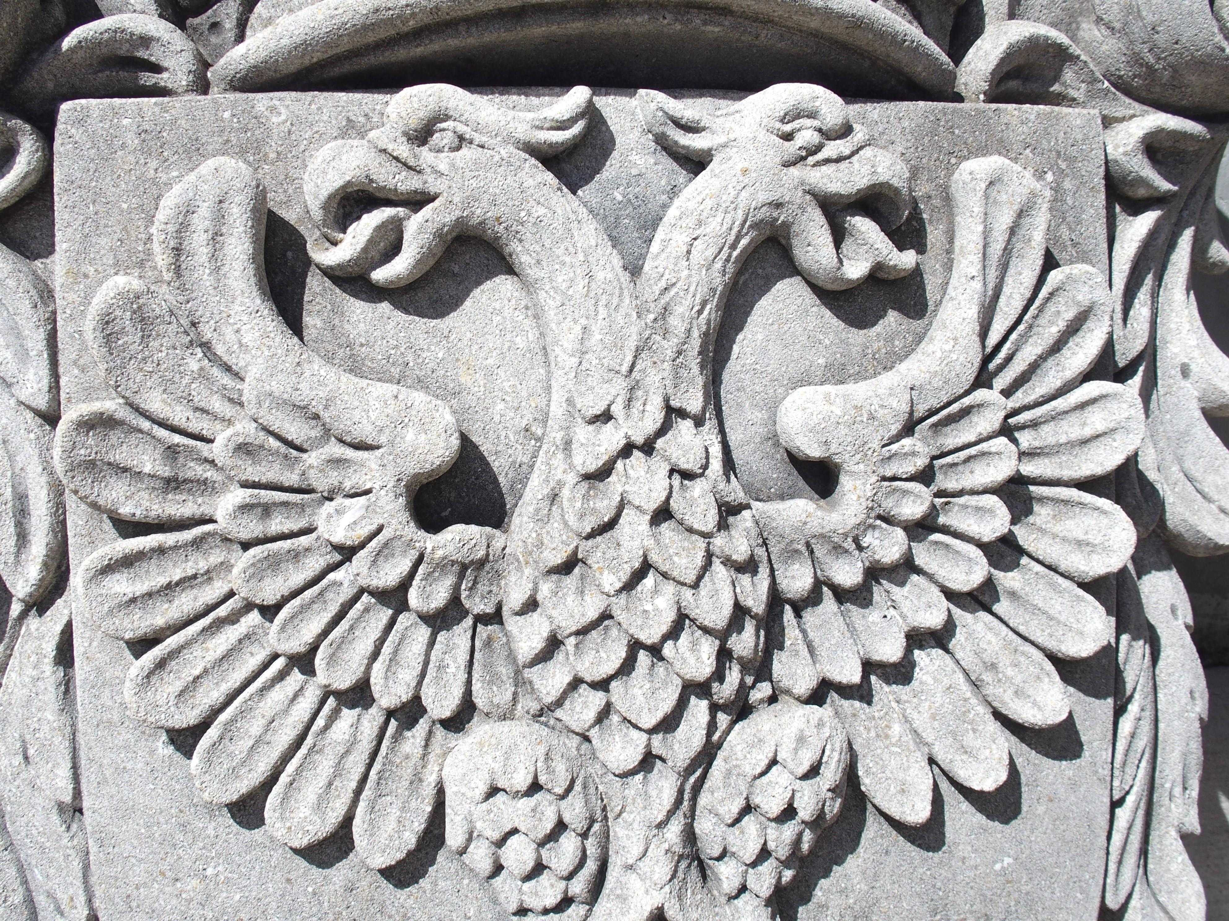Double Eagle Cartouche Plaque in Carved Limestone For Sale 1
