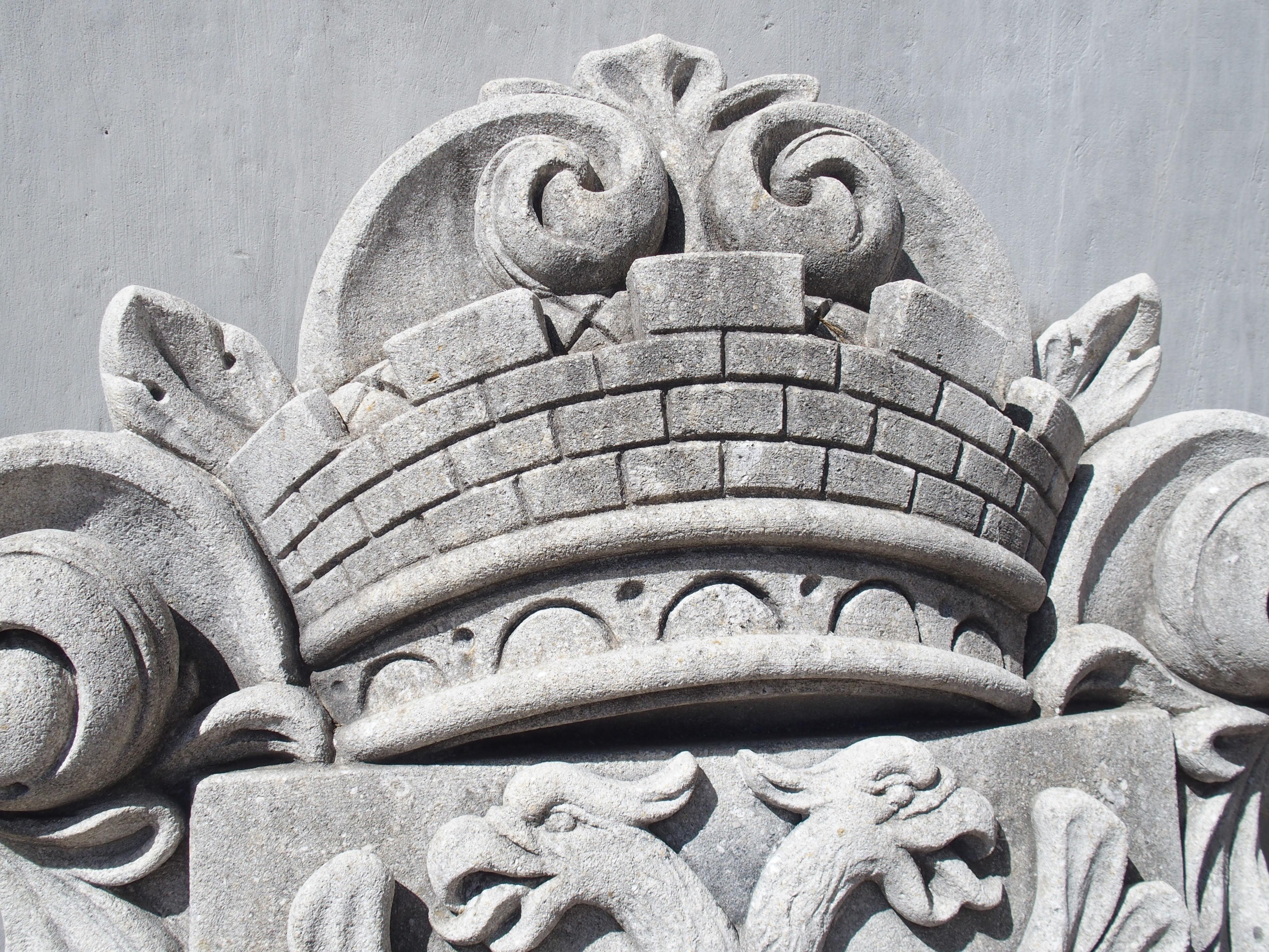 Double Eagle Cartouche Plaque in Carved Limestone For Sale 2