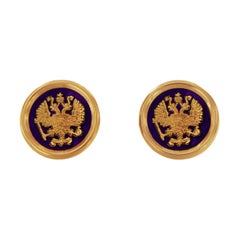 Double Eagle Cufflinks in 14k Red Gold with Lapis Lazuli