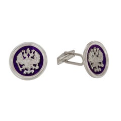 Double Eagle Cufflinks in 14k White Gold with Lapis Lazuli