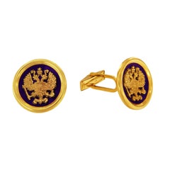 Double Eagle Cufflinks in 14k Yellow Gold with Lapis Lazuli