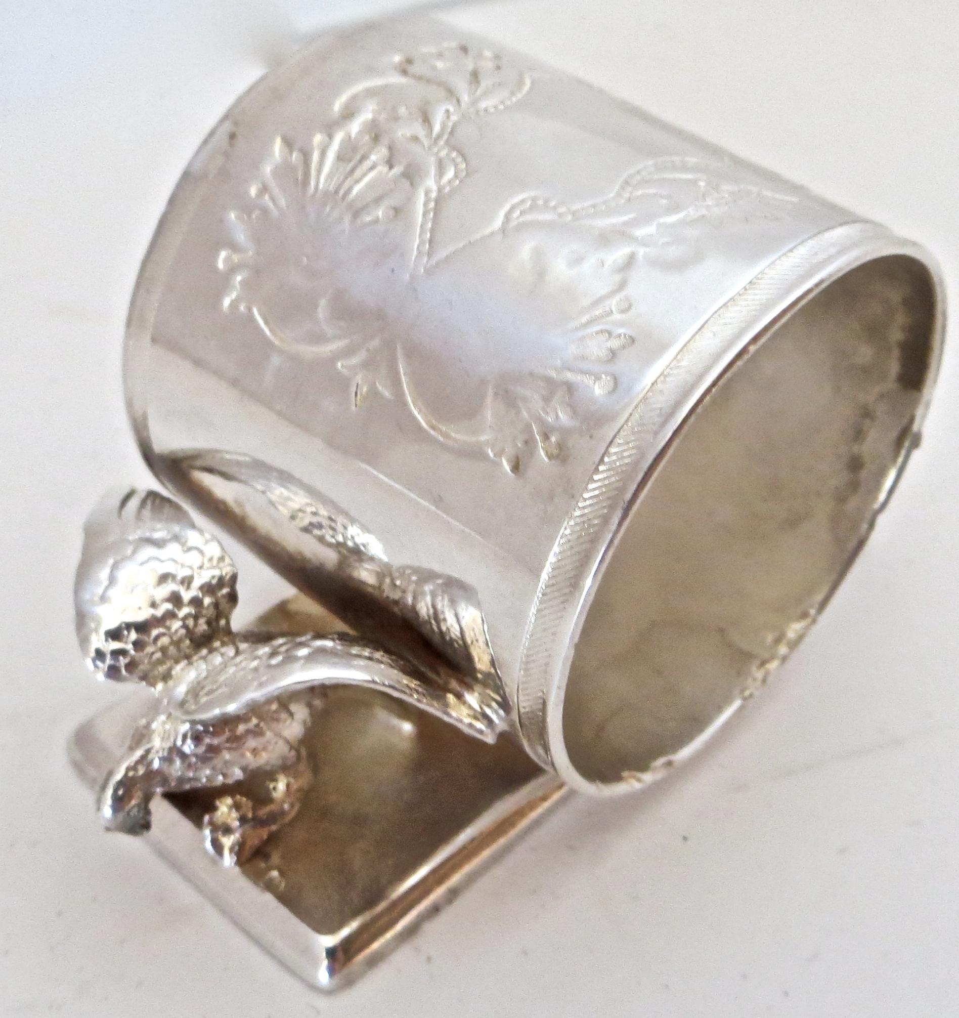 Double Eagle Silver Plated Victorian Figural Napkin Ring, American, circa 1885 In Good Condition In Incline Village, NV