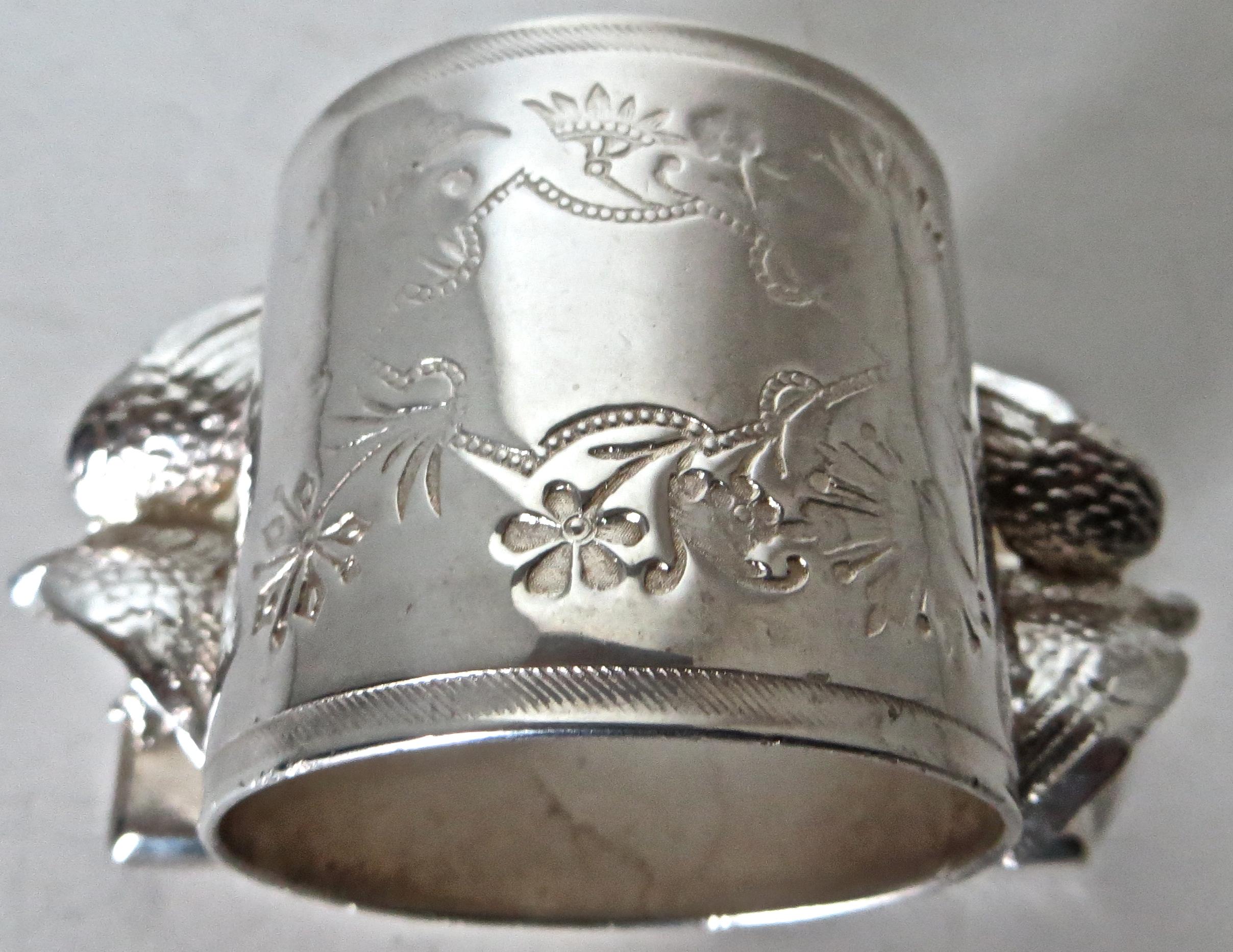 Late 19th Century Double Eagle Silver Plated Victorian Figural Napkin Ring, American, circa 1885