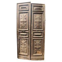 Antique Double entrance door in larch carved and lacquered from Turin (Italy)