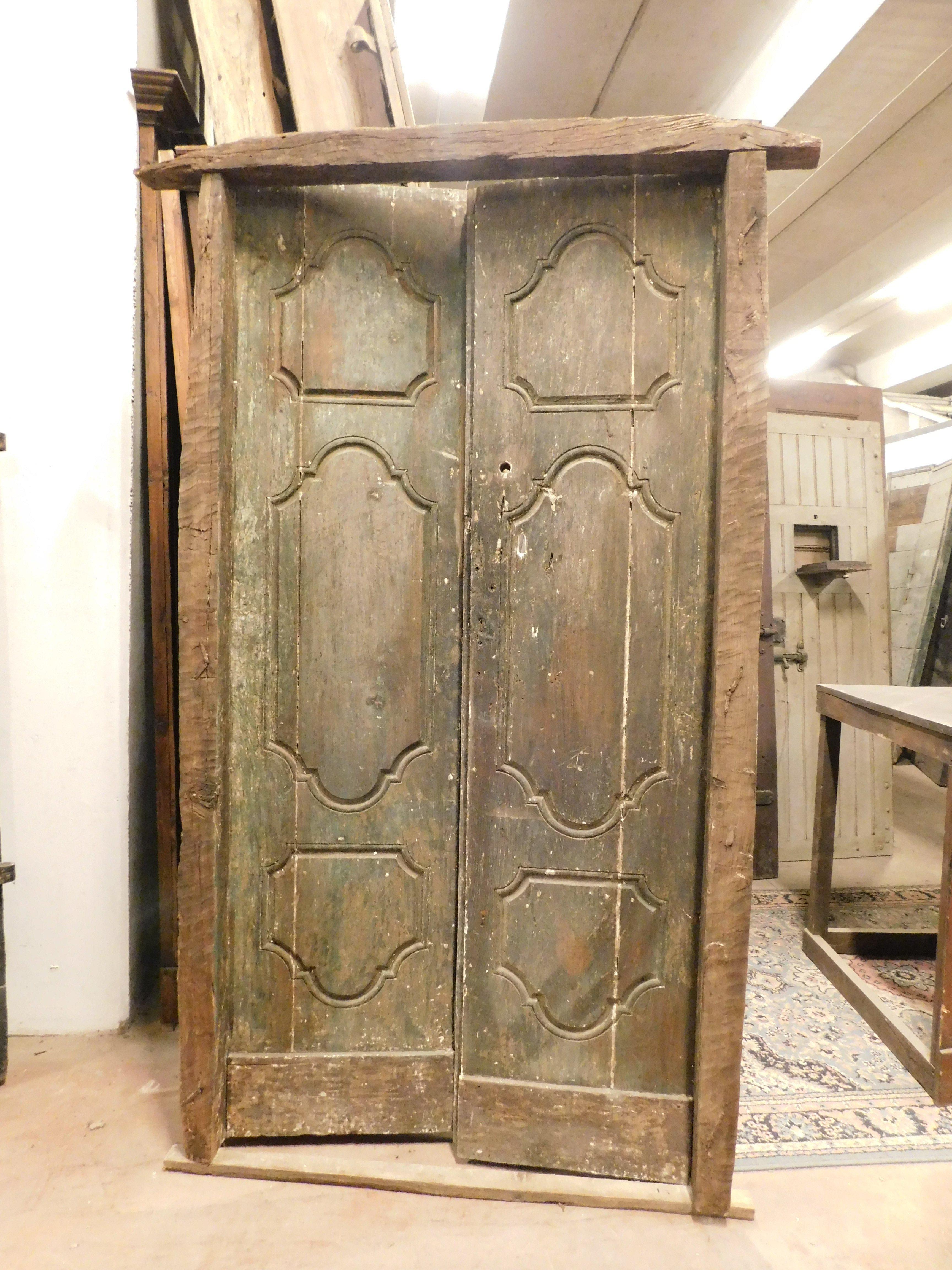 Italian Double entrance door with frame, Italy For Sale