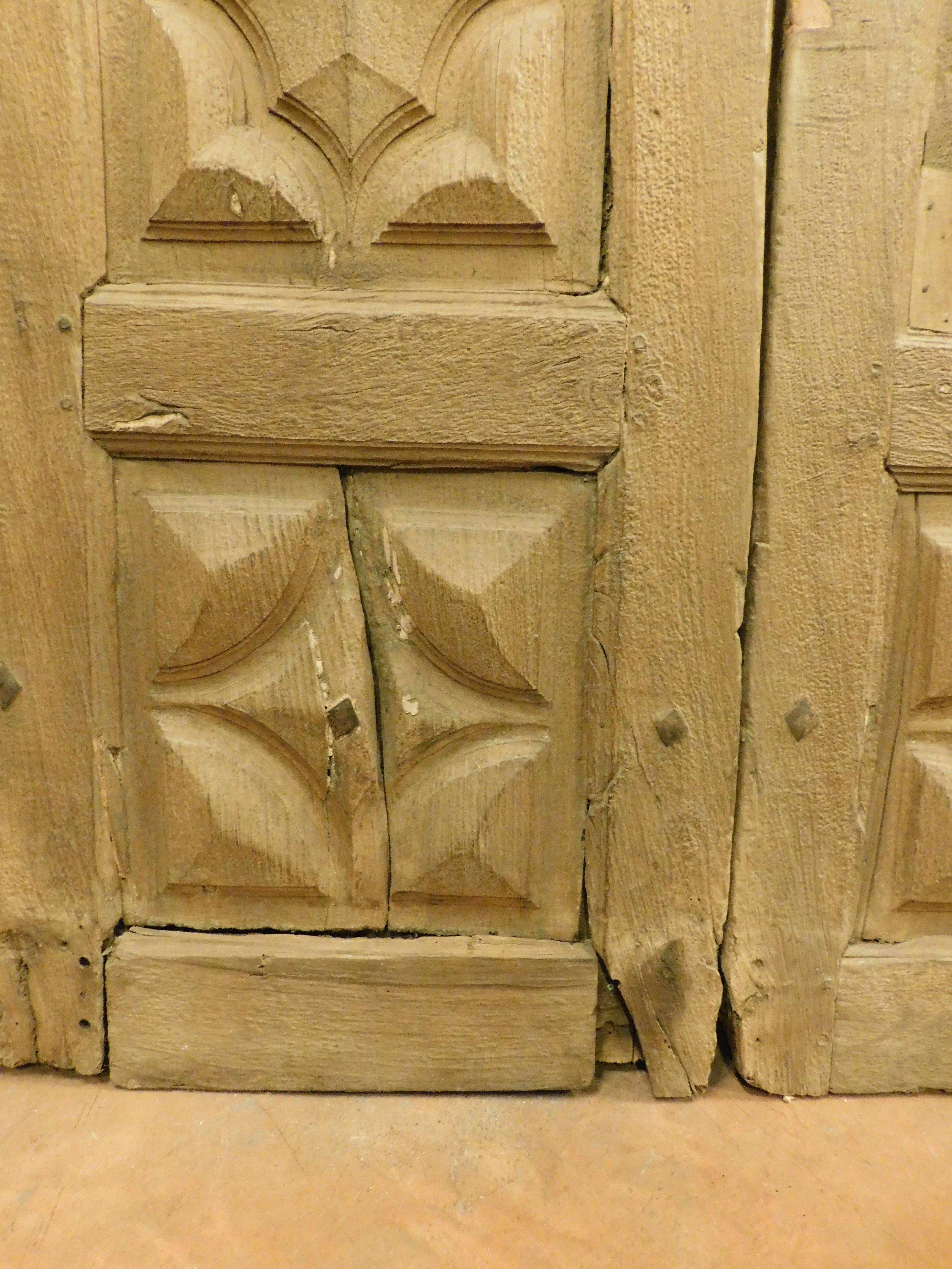 18th Century and Earlier Double entrance main door carved in walnut, Italy For Sale
