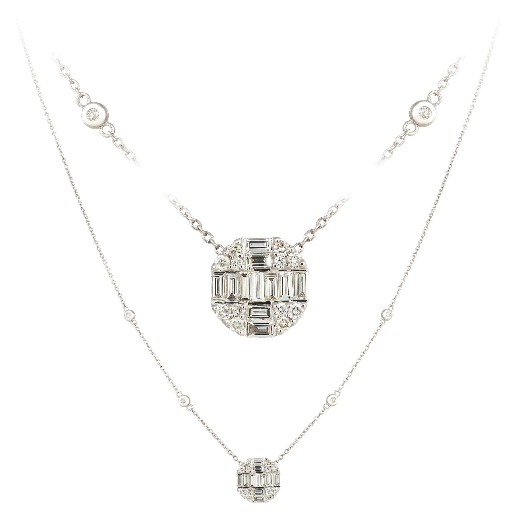 Double Every Day White Gold 18K Necklace Diamond for Her For Sale