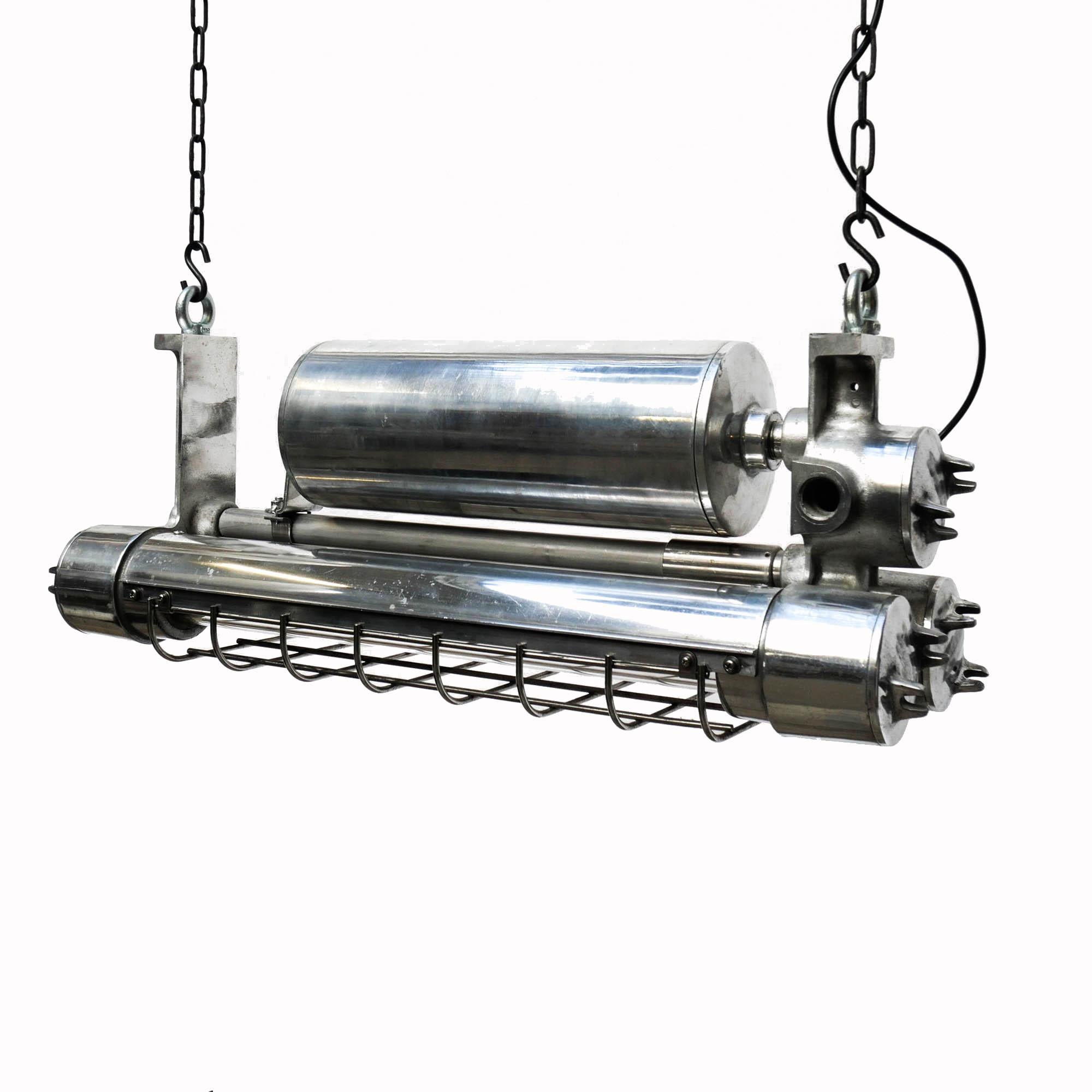 Industrial Double Explosion-Proof Fluorescent Light in Polished Cast Aluminium 'Small Size'