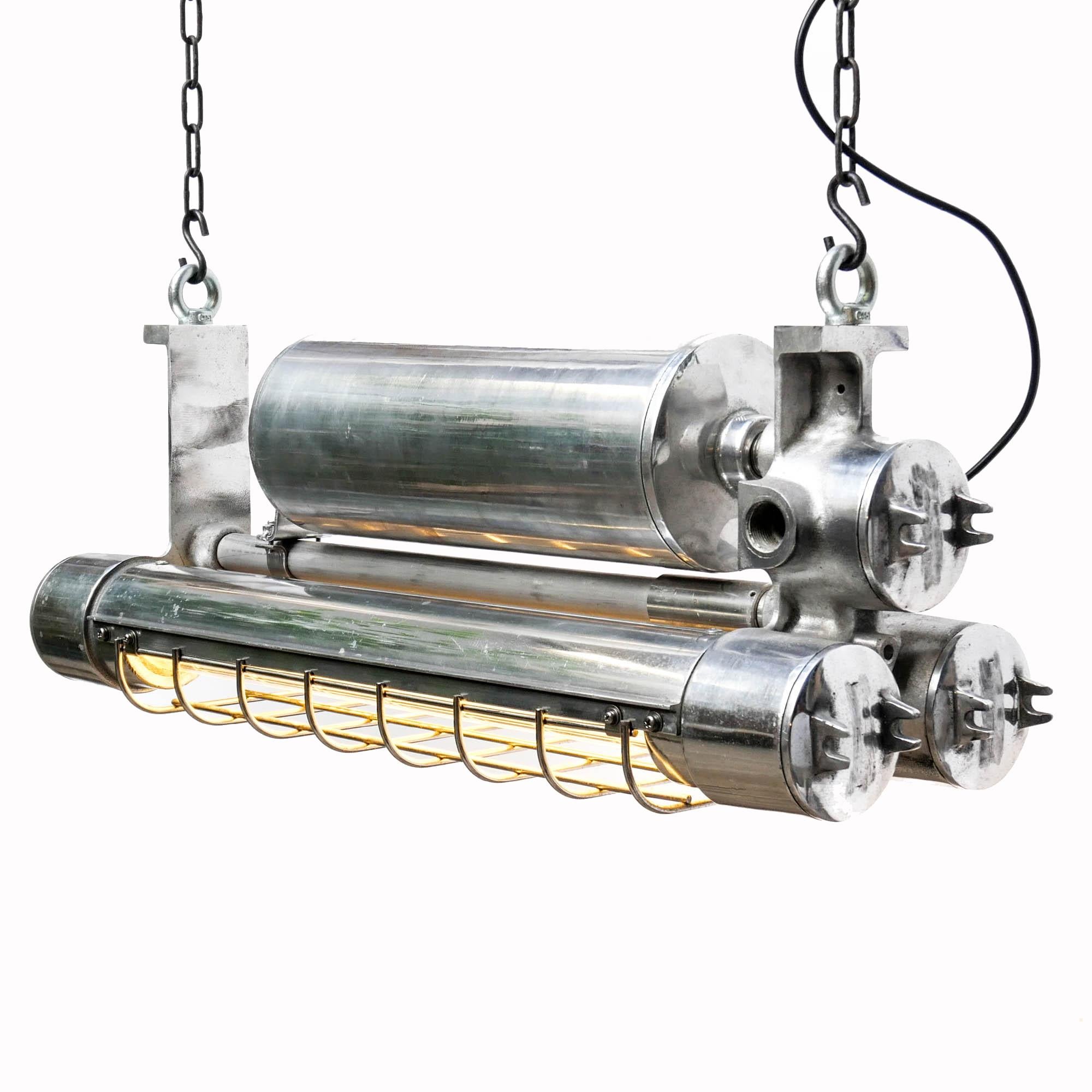 American Double Explosion-Proof Fluorescent Light in Polished Cast Aluminium 'Small Size'