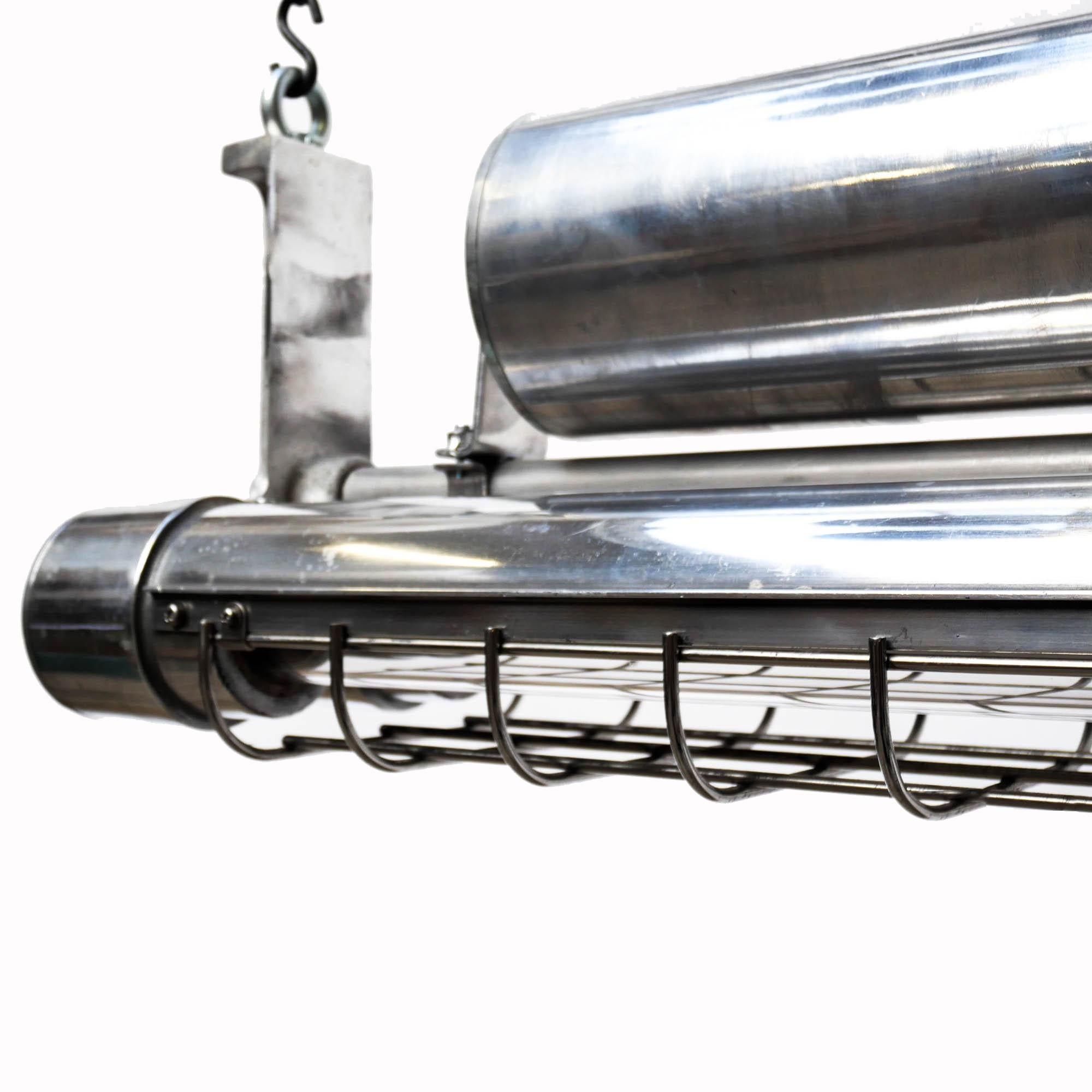 Double Explosion-Proof Fluorescent Light in Polished Cast Aluminium 'Small Size' 1