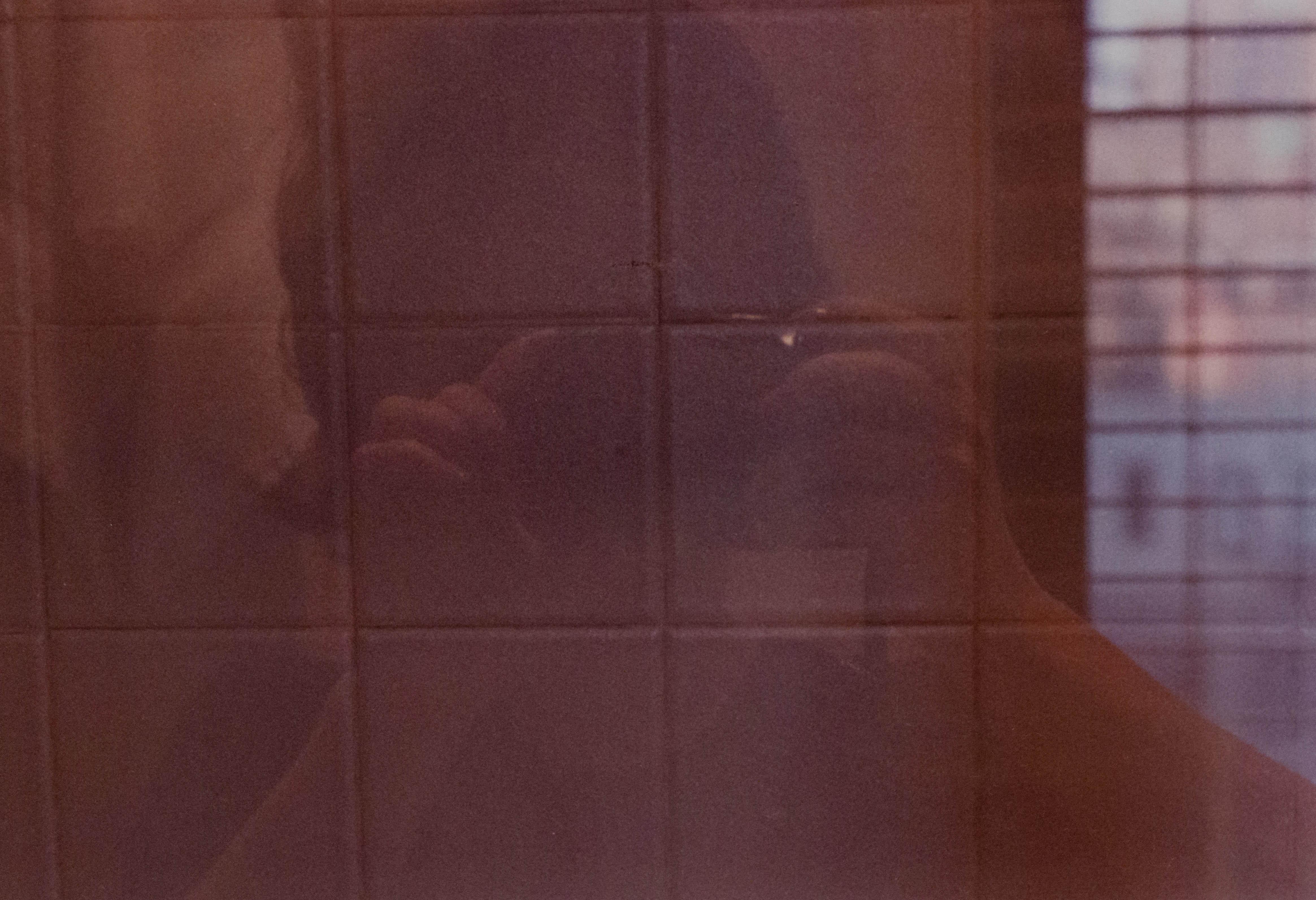 Modern Double Exposure of a Person in a Bathroom