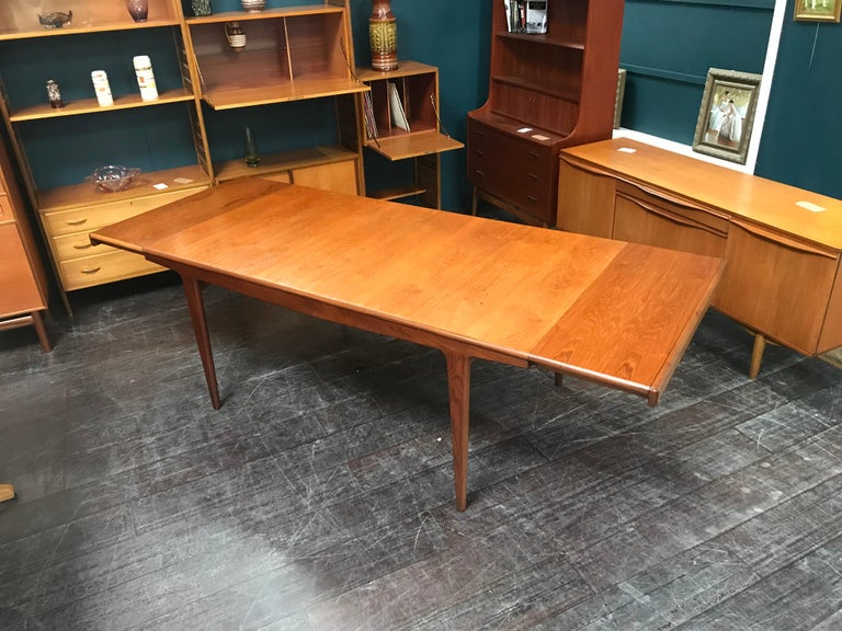 Double Extending British Midcentury Teak Dining Table by Younger of